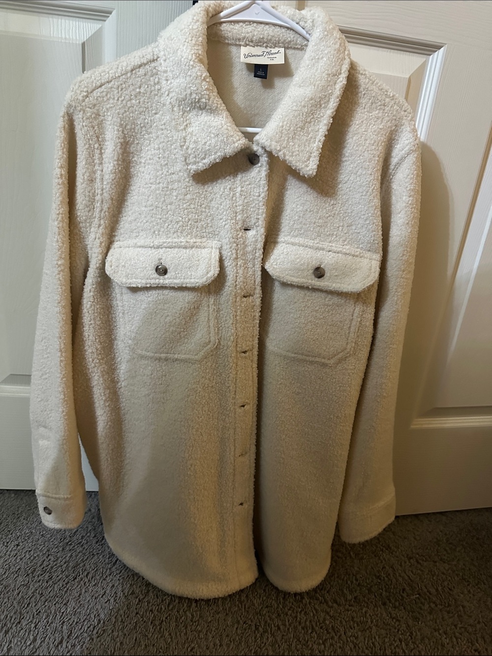 Universal Thread Cream Teddy Sherpa Jacket with Snap Pockets